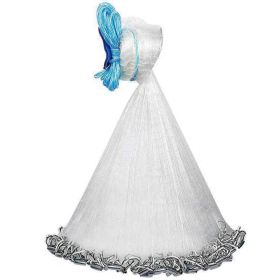 1Pc 2 Size Options 6FT 8FT Radius Fishing Easy Throw Heavy Duty Hand Cast Net With Chain Sinker Bottom SpreadBait Trap (Option: 6FT Radius)