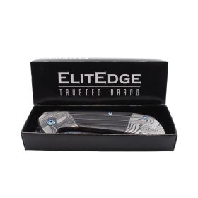 7.75" Titanium & Damascus Folding Knife (style: Gold)