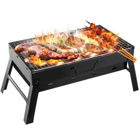 1Pc Portable BBQ Grill Foldable Charcoal Grill Lightweight Smoker (Color: Black)