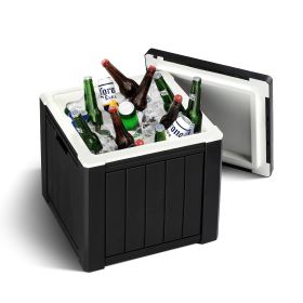 10 Gallon Outdoor Cocktail Cooler Side Table, (Color: Black)