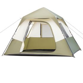 6-Person Army Green Automatic Camping Tent with Iron Frame (Option: Army Green White)