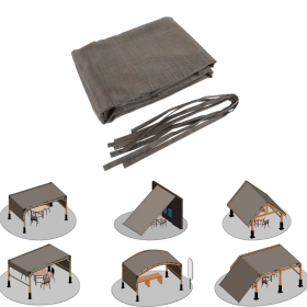 Outdoor Pergola Sun Patio Canopy HDPE Permeable With Grommets -13' X 7.7', Brown (Color: Brown)