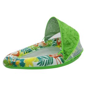 Large Pool Lounger with Sunshade and Cup Holder Includes Manual Pump (Option: Style2 Green)