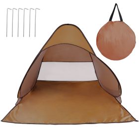 1Pc 2-3Person Beach Tent With Net Window Storage Bag 64.96 X 59.06 X 43.31in Anti-UV Automatic Waterproof (Color: coffee)