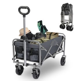 29x18x33in Grey Oxford Cloth Folding Garden Cart – Steel Frame, Small Wheels, 220lbs Capacity (Option: Folding carts)
