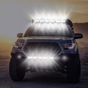 7in 18W LED Light Bar Single Row Offroad Spot Work Light for Truck Trailer Boat (Color: Black)