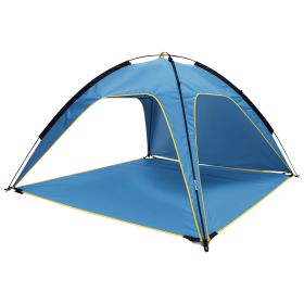 1Pc 4-6 Person Beach Tent Canopy  With 3 Door Openings Carry Bag UPF50 Waterproof (Color: Blue)