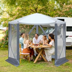 10X10ft Light Gray And Dark Gray Pentagonal Automatic Folding Tent (Option: Dark Grayand Light Gray)