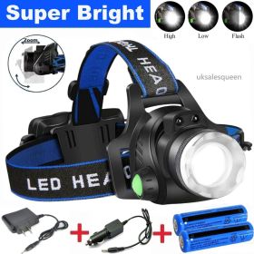 990000LM Rechargeable LED Tactical Headlamp Flashlight (Option: 100meters)