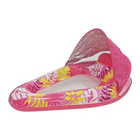 Large Pool Lounger with Sunshade and Cup Holder Includes Manual Pump (Option: Style2 Pink)