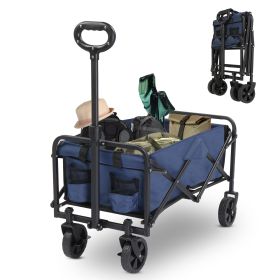 29x18x33in Blue Fabric, Black Frame, 600D Oxford Cloth, Steel Frame Folding Cart, Carries 220lbs (Color: Blue)