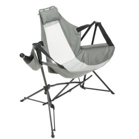 Portable Folding Hammock Camping Chair with Pillow & Cup Holder (Color: grey)