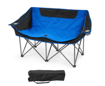 Outdoor Camping Heavy Duty Folding Chair, Oversized Recliner With Armrests, Cup Holder And Carrying Bag, (Option: Black blue)