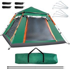 1Pc 4-5 Person Camping Tent With 2 Mosquito Nets Windows Carry Bag Waterproof 7.05x7.05x4.46ft (Color: Green)