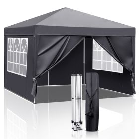 10x10ft Dark Grey Portable Folding Shed with 4 Sides, 2 Doors & 2 Windows (Option: Dark Gray)