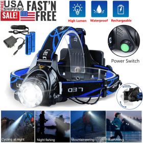 LED Headlamp Rechargeable 3 Modes With 2 Li-ion Batteries 2 Charger (Option: Headlamp)