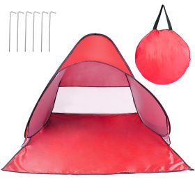 1Pc 2-3Person Beach Tent With Net Window Storage Bag 64.96 X 59.06 X 43.31in Anti-UV Automatic Waterproof (Color: Red)