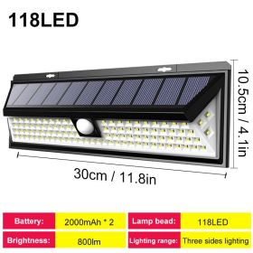 Solar LED Outdoor Wall Light with Motion Sensor (Emitting Color: 118 LED no remote)