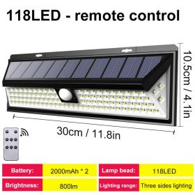 Solar LED Outdoor Wall Light with Motion Sensor (Emitting Color: 118LED with remote)