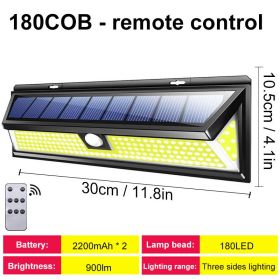 Solar LED Outdoor Wall Light with Motion Sensor (Emitting Color: 180LED with remote)