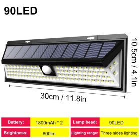 Solar LED Outdoor Wall Light with Motion Sensor (Emitting Color: 90 LED no remote)