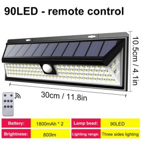 Solar LED Outdoor Wall Light with Motion Sensor (Emitting Color: 90 LED with remote)