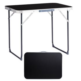 2.3ft Black Aluminum Folding Outdoor Table – 50kg Rectangular (Option: Tabletop Black)